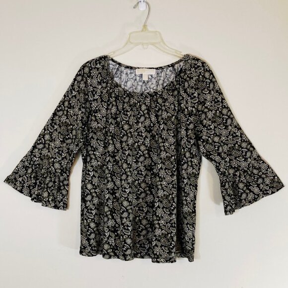 MICHAEL Michael Kors Tops - MICHAEL Michael Kors Top Blouse Casual Peasant Style 3/4 Sleeve With Ruffle SZ L